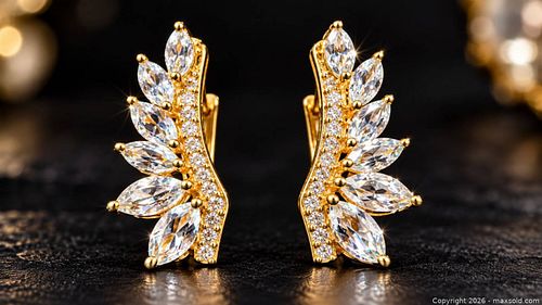 Silver(4.01g)Blue Topaz&CZ Earring  (1 of 5)