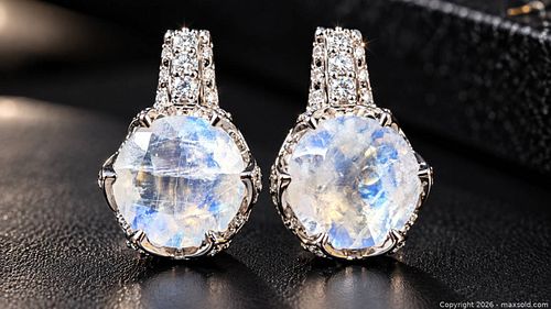 Silver(4.48g) Moonstone Earring  (1 of 5)