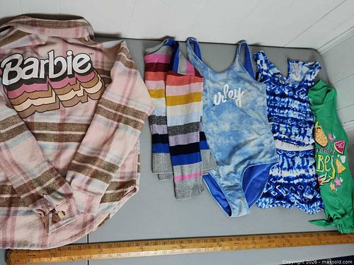 Kids Assorted Clothing Lot: Flannel Barbie Sweater & various brands clothing (1 of 5)