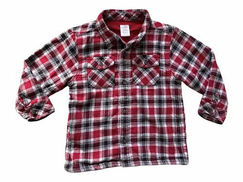 Gymboree Toddler Boy 3T Red Plaid Fleece Lined Flannel Button Down Shacket Shirt (1 of 3)