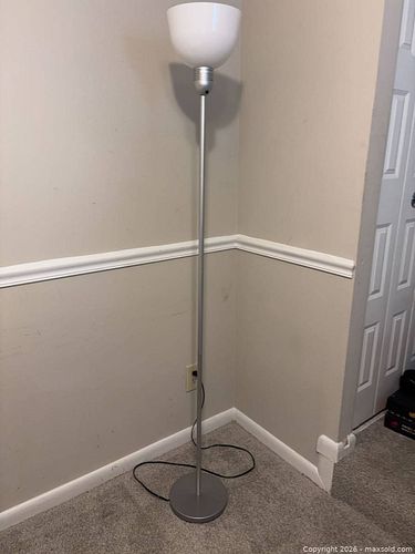 Silver & White Metal/Plastic Torchiere Floor Lamp (1 of 4)