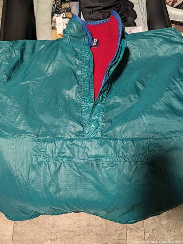 GAP Teal Nylon Pullover Anorak with Red Fleece Lining (1 of 3)