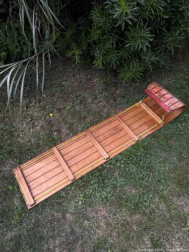 Vintage "Sno-Jet" Wooden Toboggan Sled (1 of 3)