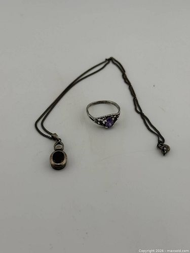Sterling ring and necklace  (1 of 3)