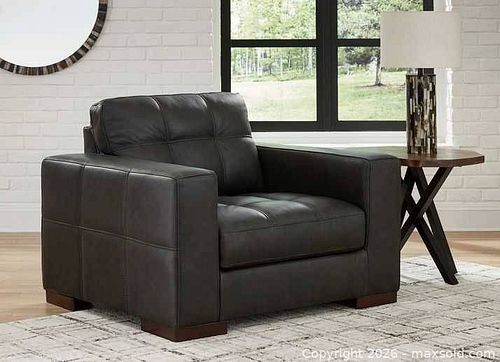 Ashley Oversized Leather Chair, Charcoal ContemporaryAshley Luigi Oversized Leather Chair  (1 of 4)