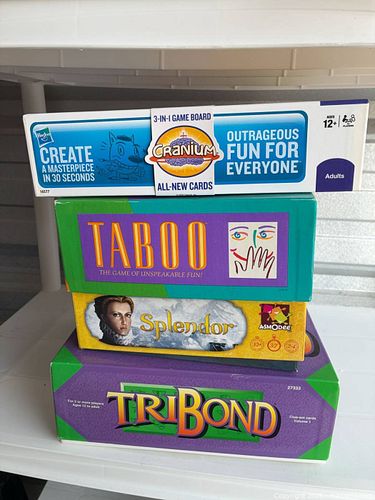 Lot of 4 Board Games: Cranium, Taboo, Splendor, TriBond (1 of 10)
