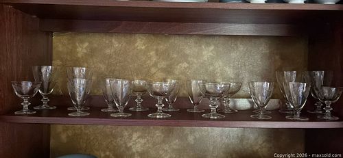 Vintage Etched Crystal & Glass Stemware Set, 11–15 Pieces (1 of 11)