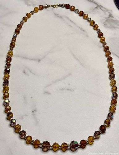 Amber/Gold Brown Faceted Beaded Vintage Necklace (1 of 4)