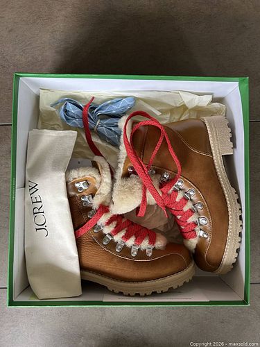 J.Crew Size 7 Glazed Pecan Leather Nubuck Ankle Boots (1 of 3)