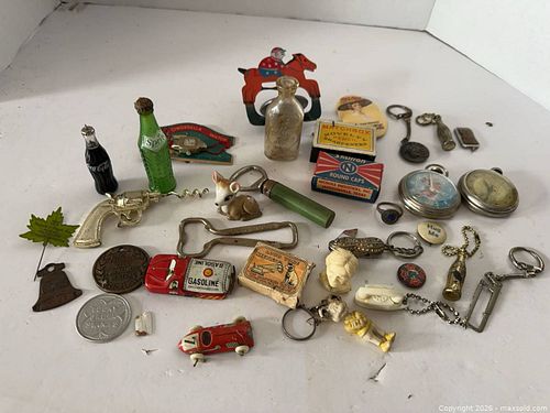 Vintage Collectibles Lot: Pocket Watches, Keychains, Bottle Minis (1 of 10)