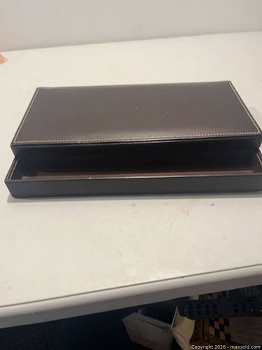 Brown Faux Leather Jewelry Box with Assorted Costume Jewelry (13 3/4 x 8 3/4 (1 of 12)