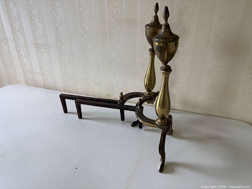 Pair of Brass and Cast Iron Andirons (1 of 4)
