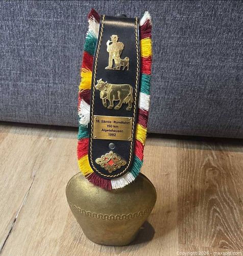 Rare Vintage Swiss Cowbell Treichel Algetshausen 1992 Cycling Trophy Award (1 of 9)