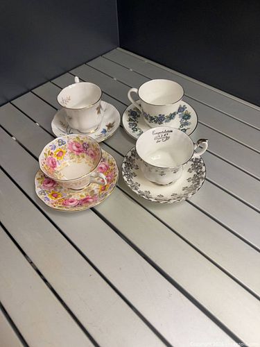 Lot of 4 Vintage Tea Cups and Saucers, Royal Albert, Paragon, Mixed (1 of 3)