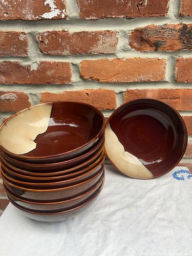 Gibson Stoneware Two-Tone Brown & Cream Soup/Cereal Bowls Set of 9 (#1 of 2) (1 of 7)