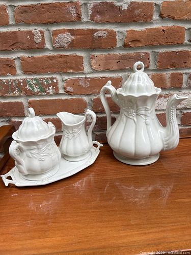 Red-Cliff White Ironstone Tea/Coffee Set with Tray (1 of 7)