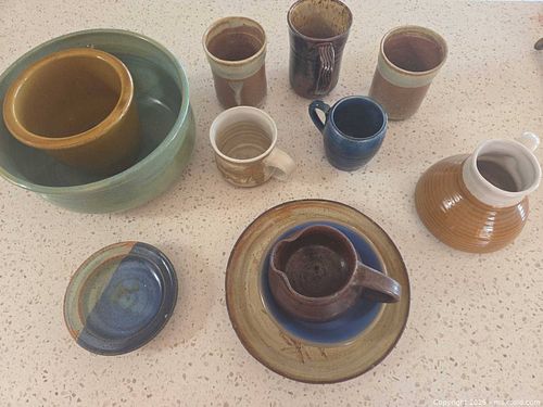 Assorted Handmade Stoneware Mugs, Bowls, Pitcher & Plates (1 of 12)