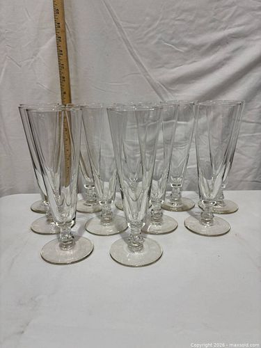 Set of 11 Clear Glass Champagne Flutes, 8-inch (1 of 3)