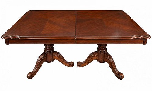 Traditional Mahogany Double Pedestal Dining Table with Leaves (1 of 8)