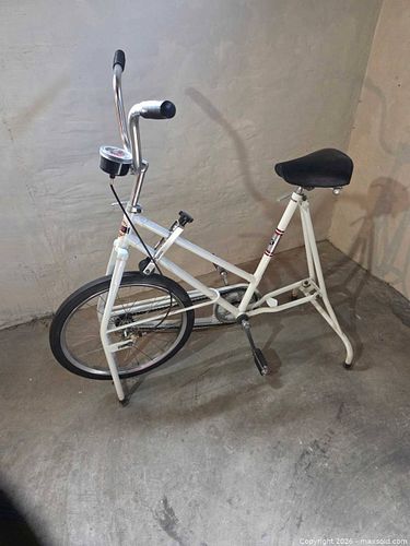 White Stationary Exercise Bike with Odometer and Pedals (1 of 4)