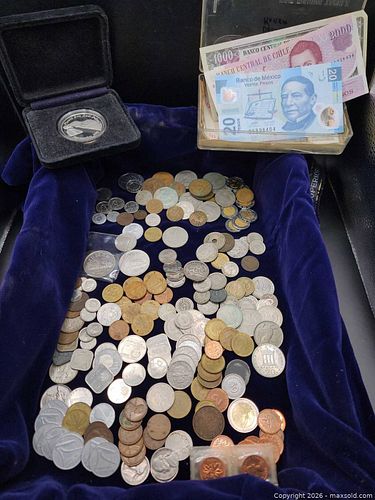 Foreign Coins and Bills  and Canadian Pennies. A (1 of 13)
