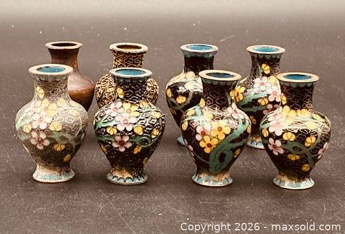 Collection of Miniature Cloisonné Enamel Vases  (1 of 5)