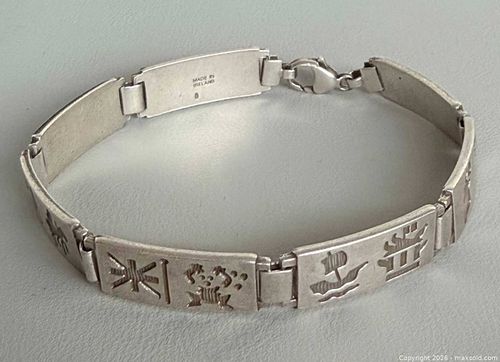 * RARE * Vintage Irish 925 Silver Link Bracelet (History of Ireland) - Hallmarked  (1 of 7)