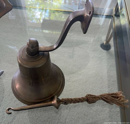 Vintage Brass Wall-Mounted Bell Marked 1949 (1 of 5)