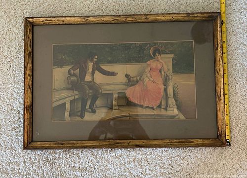 Vintage Framed Romantic Victorian Couple Print, Wood Frame (1 of 3)