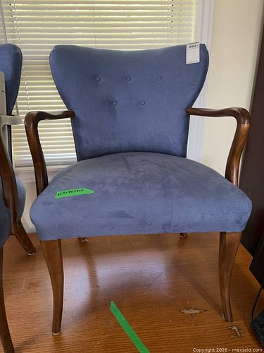 Upholstered Arm Chair Blue Fabric, Matches 581 (1 of 9)
