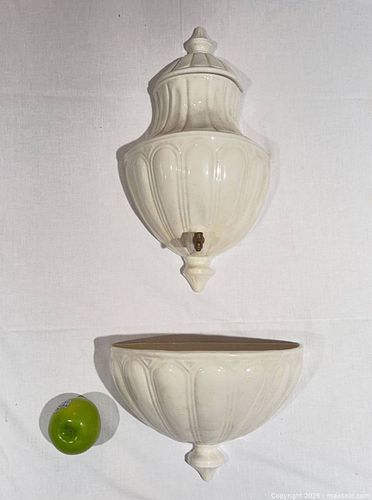 VINTAGE CLASSICAL STYLE GLAZED CERAMIC WALL LAVABO FOUNTAIN SET (1 of 7)