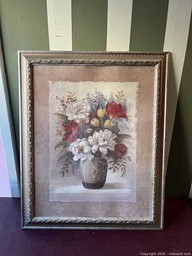 Signed Vivian Fiasch Print on Paper in Silver Decorative Frame (1 of 4)