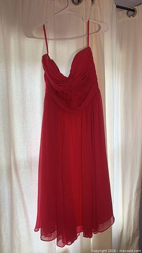 H&M Hot Pink Polyester Spaghetti Strap Midi Cocktail Dress US 12 (1 of 6)
