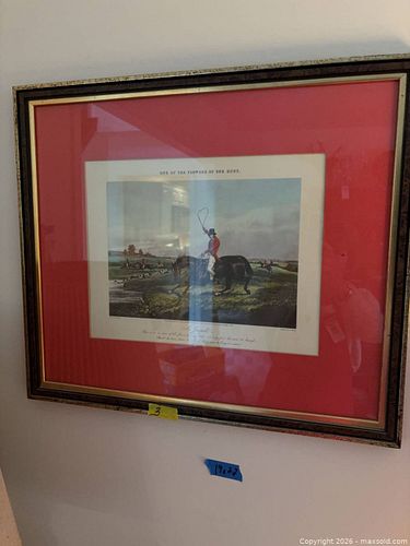 Fox Hunt Engraved Hand-Colored Print, Metal "Bless This House" Prayer Wall Plaque A (1 of 12)