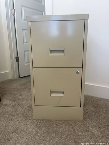 Beige Metal 2-Drawer Lateral File Cabinet with Lock (1 of 4)