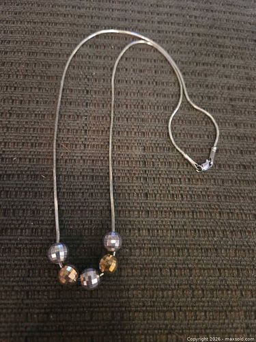 Very nice sterling silver necklace with beads (1 of 3)