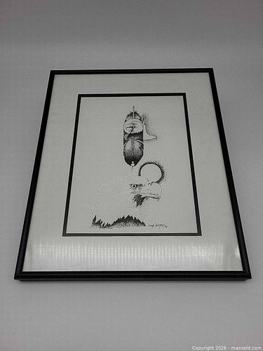 Framed Eagle Artwork Print in Black Frame (1 of 3)