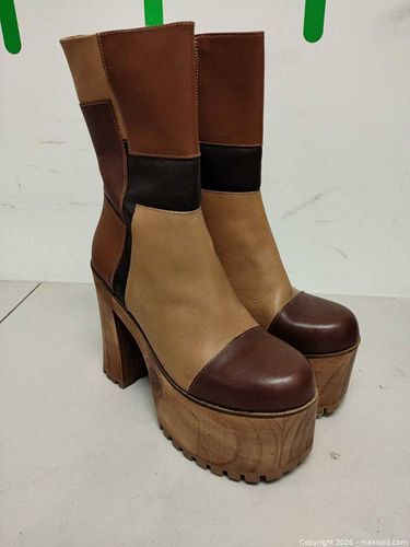 Steve Madden Women's Size 11 Brown/Tan Leather Platform Ankle Boots (1 of 5)