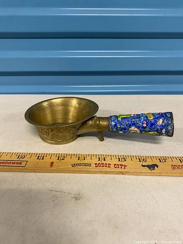 Chinese Cloisonné Brass Decorative Scoop with Handle (1 of 10)