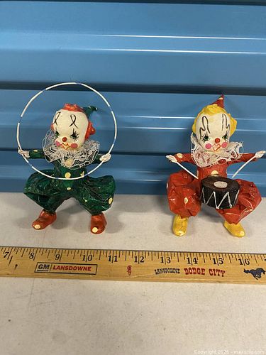 Pair of Paper Mâché Clown Circus Figurines (1 of 7)