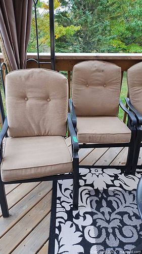 Set of 2 Cast Aluminum Patio Chairs with Cushions C (1 of 8)