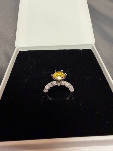 Women's YSDD Sterling Silver (925) Yellow Citrine & Rhinestone Statement Ring (1 of 6)