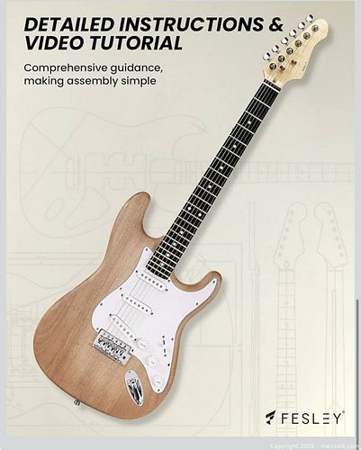 Fesley DIY Electric Guitar Kit： Mahogany Body/Maple Neck, 6 Strings Electric Guitars # $ (1 of 7)