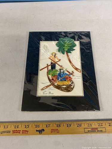 VietNet Handmade Quilling Wall Art, Vietnamese Scene & Florals (1 of 4)