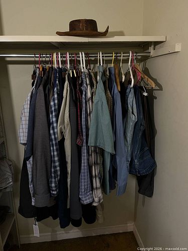 Lot of Men's Shirts, Pants and Tooled Leather Cowboy Hat (1 of 17)