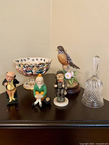 Mixed Vintage Figurines, Decorative Bowl, Glass Bell & Collectibles (1 of 4)