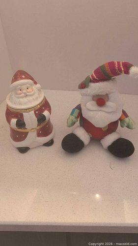 Ceramic Santa Hinged Trinket Box with Plush Santa Doll (1 of 10)
