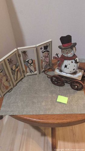 Metal & Wood Snowman and Penguin Tabletop Holiday Figurine Set (1 of 13)