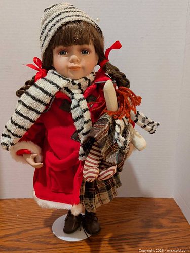 Porcelain Head & Cloth Body Collector Doll with Accessories (1 of 6)