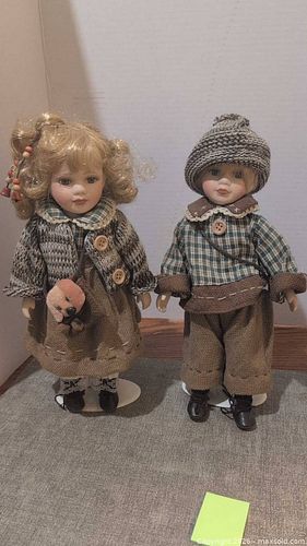 Two Porcelain Collectible Dolls with Accessories (1 of 15)